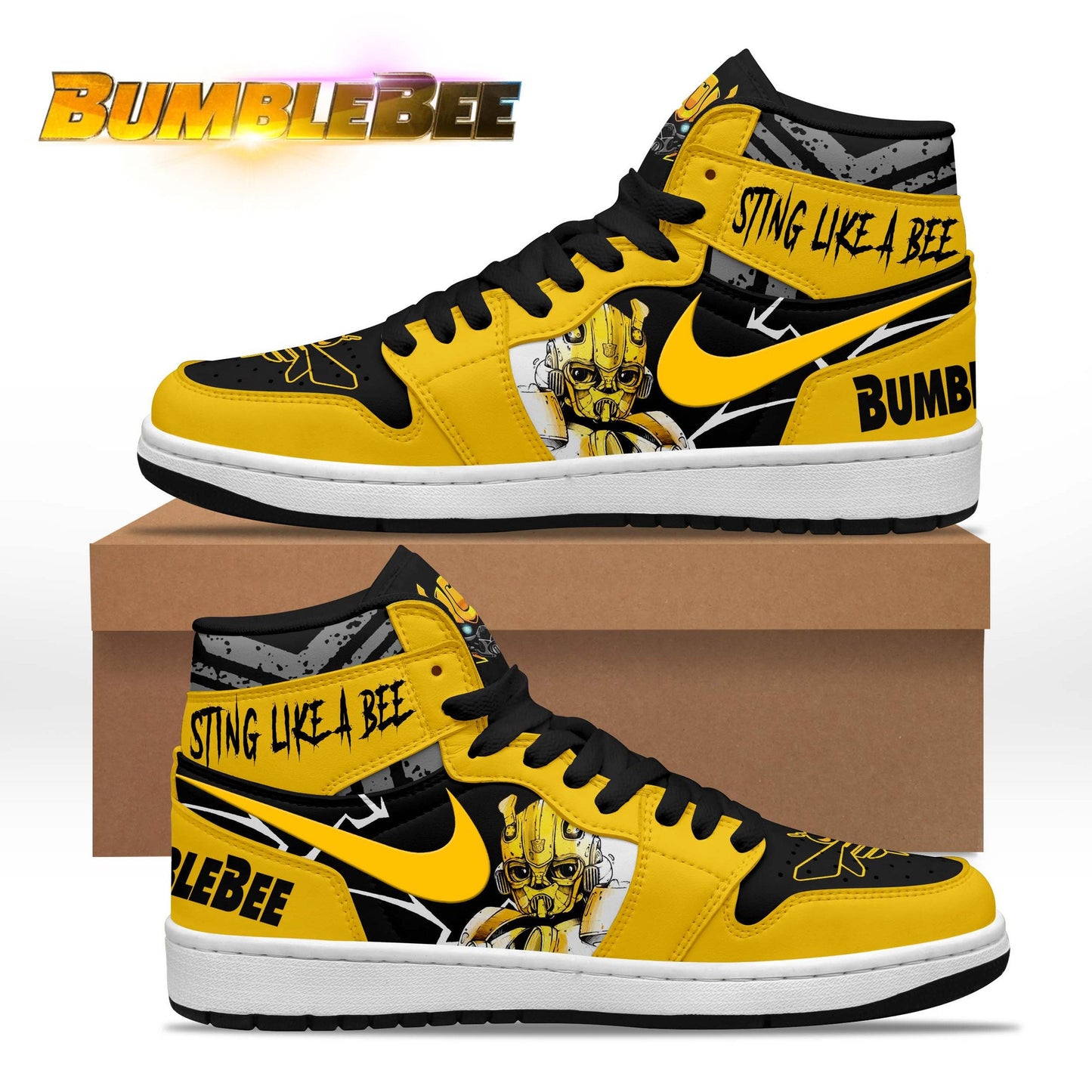 Ideafootwear Bumblebee AJ1 High Sneakers Shoes For Men And Women