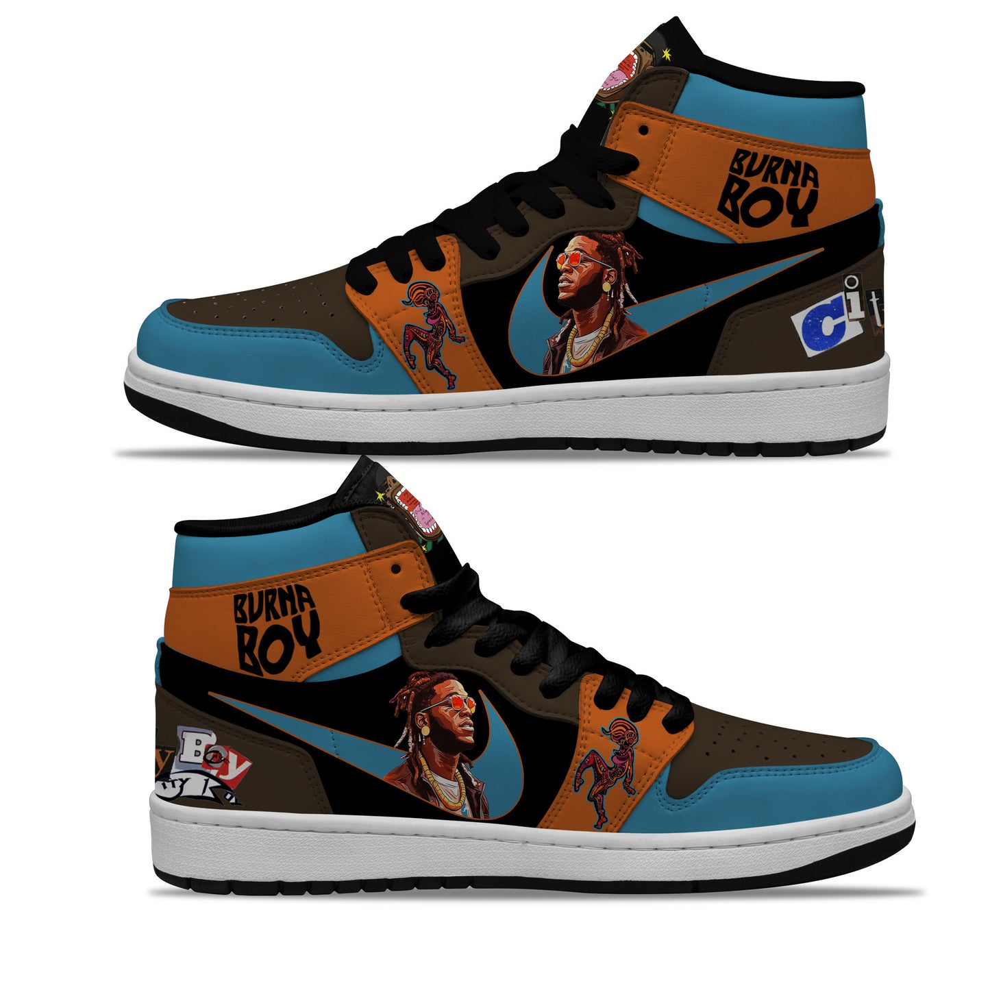 Ideafootwear Burna Boy AJ1 High Sneakers Shoes For Men And Women