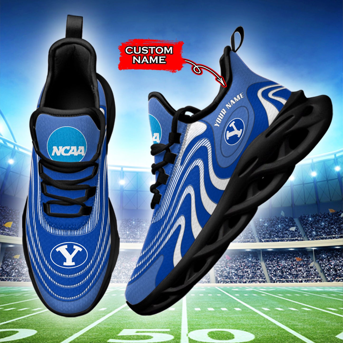 Ideafootwear BYU Cougars NCAA Max Soul Shoes Sneakers For Men And Women