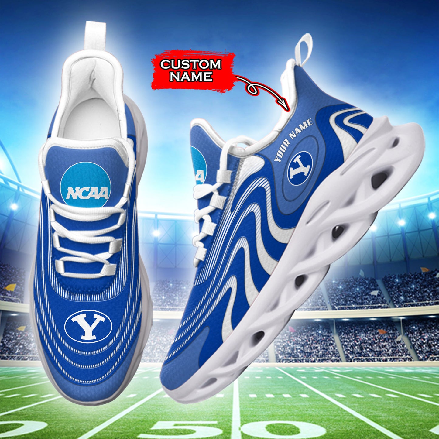 Ideafootwear BYU Cougars NCAA Max Soul Shoes Sneakers For Men And Women
