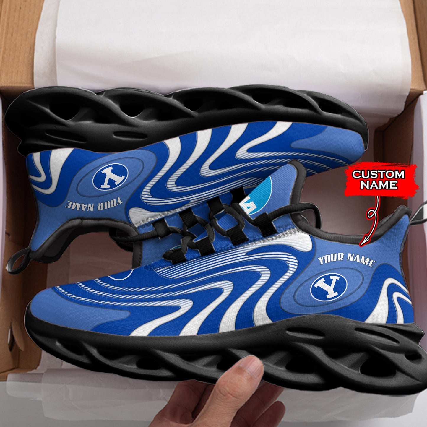 Ideafootwear BYU Cougars NCAA Max Soul Shoes Sneakers For Men And Women