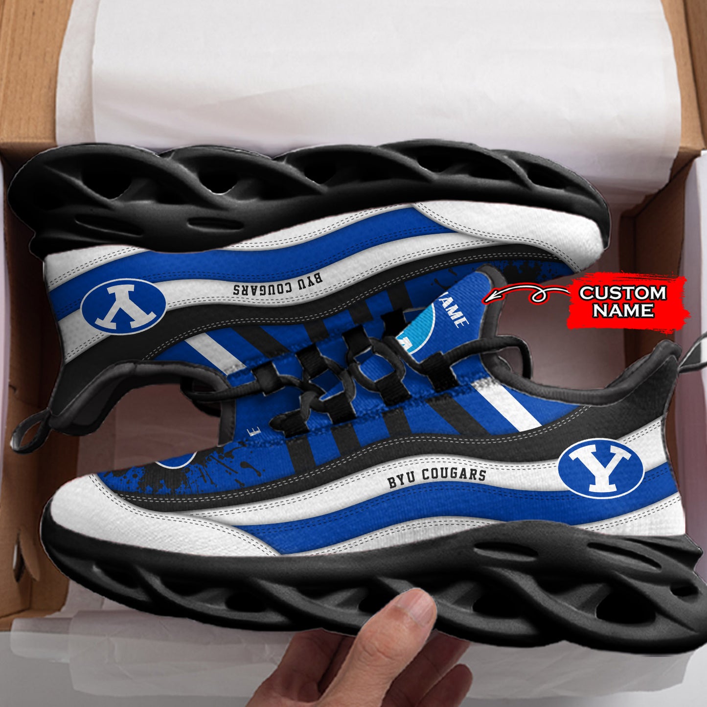 Ideafootwear BYU Cougars NCAA Max Soul Shoes Sneakers For Men And Women