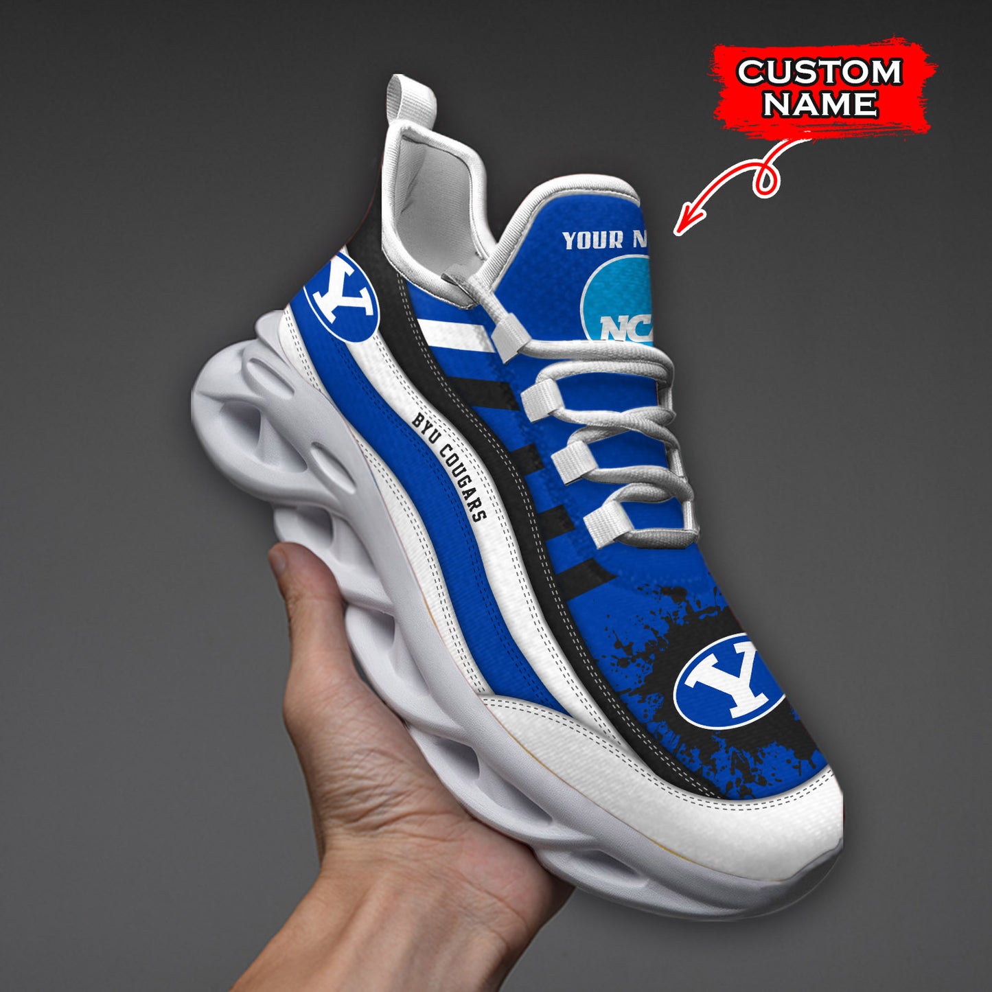 Ideafootwear BYU Cougars NCAA Max Soul Shoes Sneakers For Men And Women