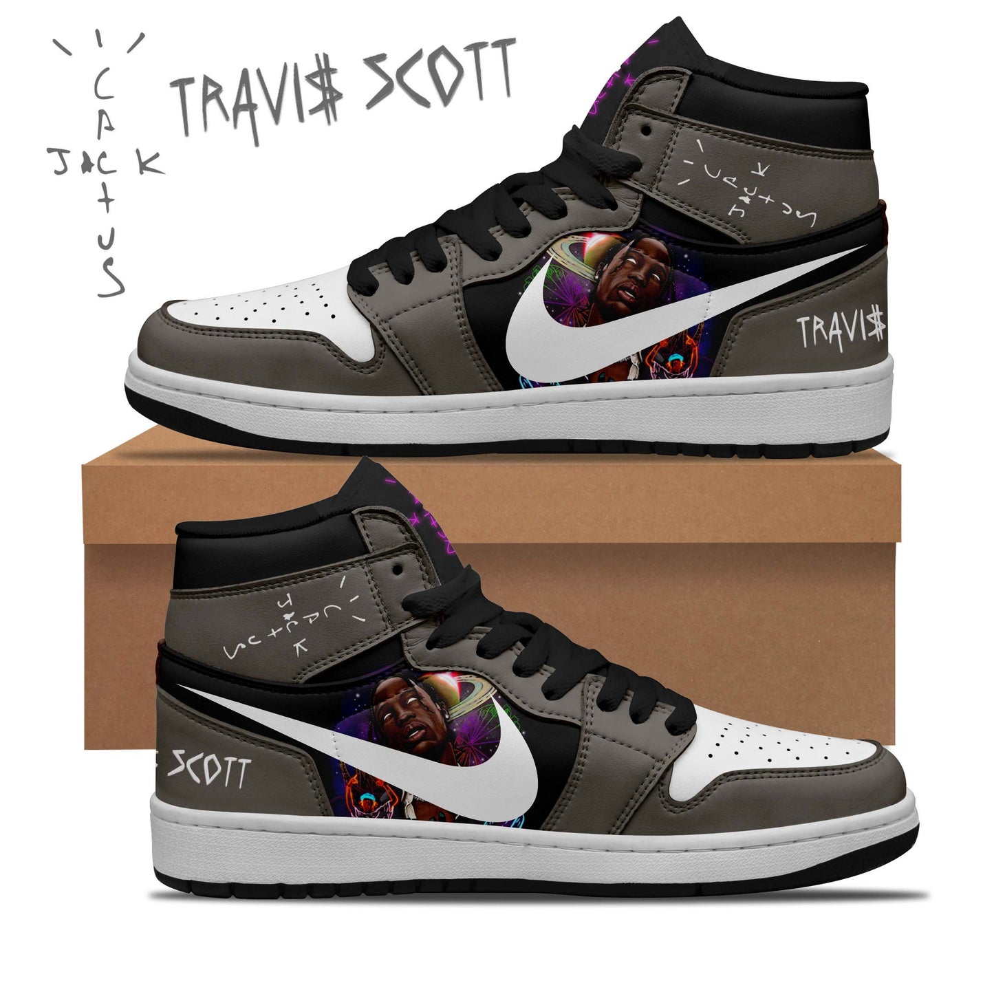 Ideafootwear Cactus Jack Records AJ1 High Sneakers Shoes For Men And Women