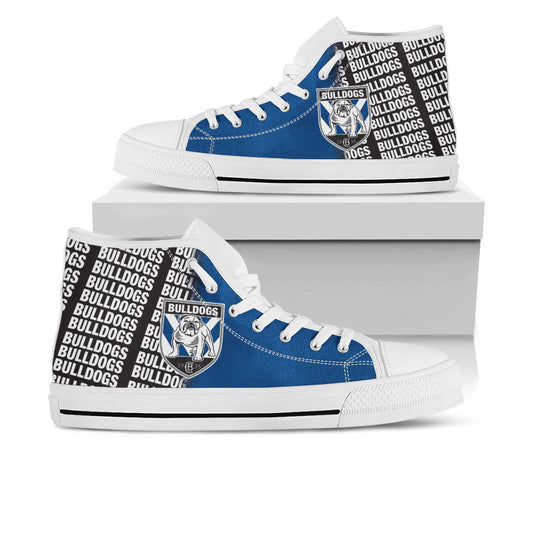 Ideafootwear Canterbury-Bankstown Bulldogs High Top Canvas Sneakers Shoes For Men And Women