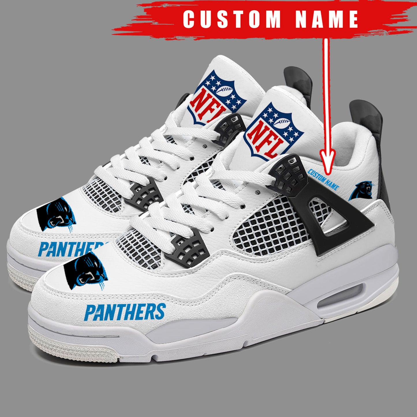Ideafootwear Carolina Panthers AJ4 Sneakers Shoes For Men And Women