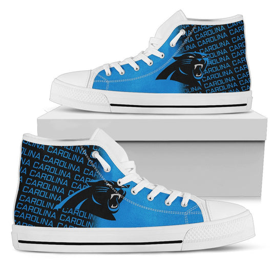 Ideafootwear Carolina Panthers High Top Canvas Sneakers Shoes For Men And Women