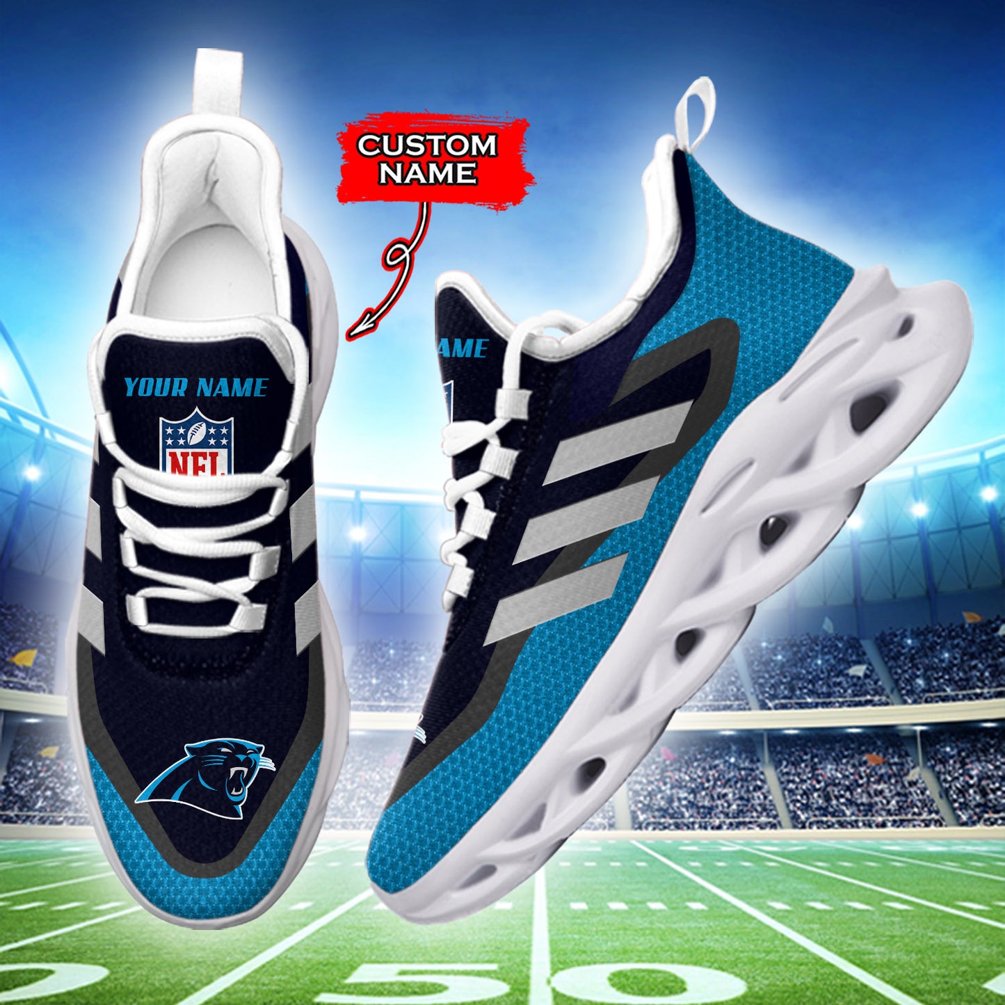 Ideafootwear Carolina Panthers NFL Max Soul Shoes Sneakers For Men And Women