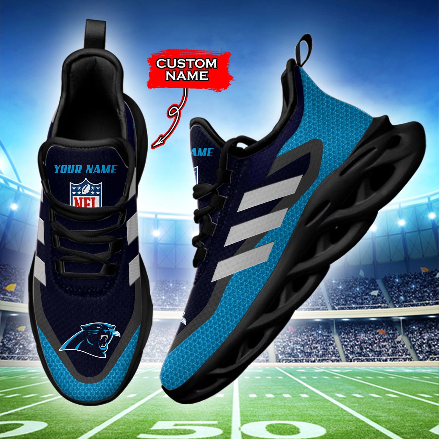 Ideafootwear Carolina Panthers NFL Max Soul Shoes Sneakers For Men And Women