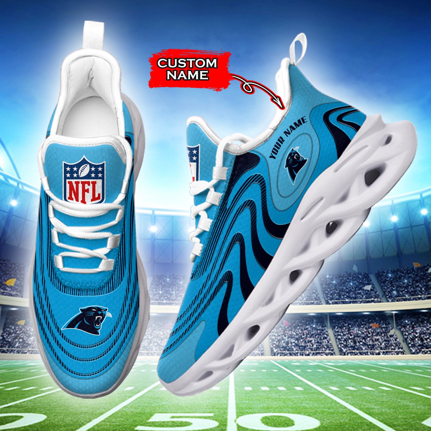 Ideafootwear Carolina Panthers NFL Max Soul Shoes Sneakers For Men And Women