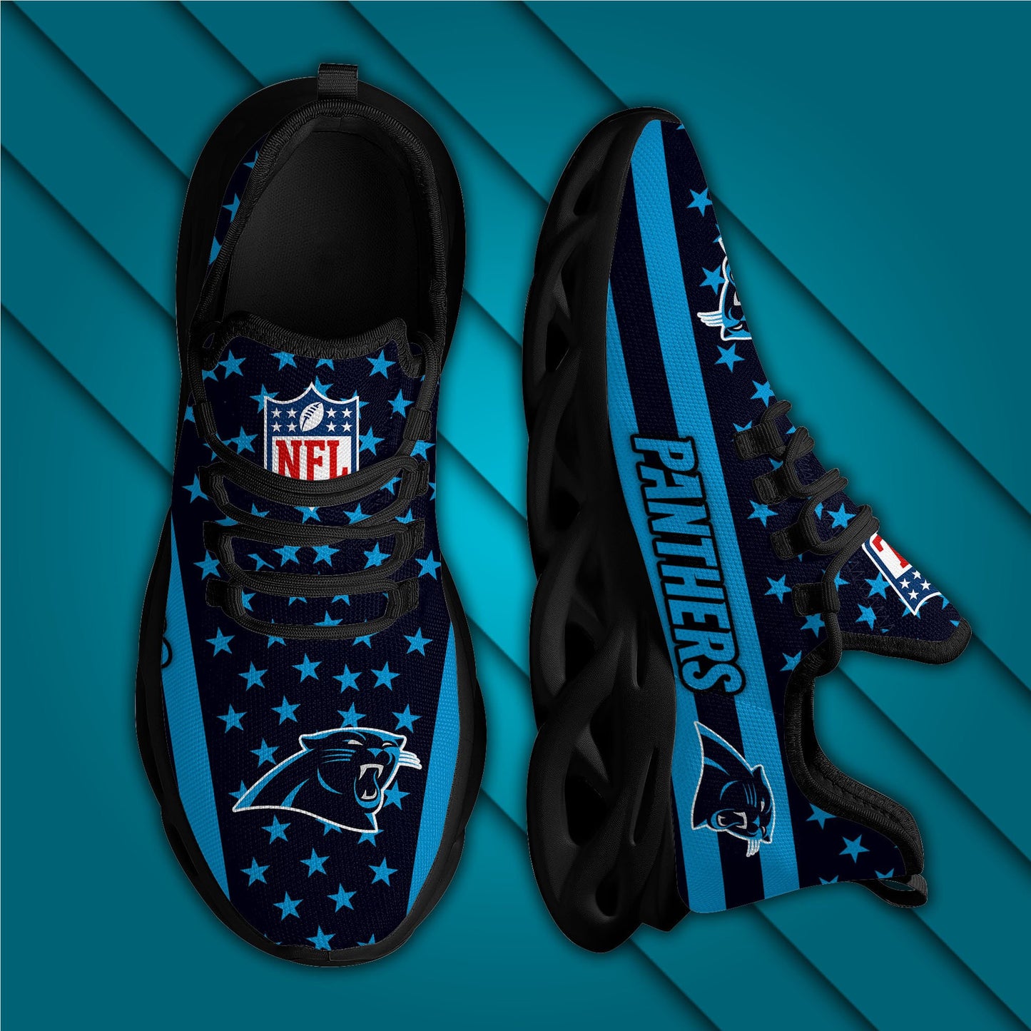 Ideafootwear Carolina Panthers NFL Max Soul Shoes Sneakers For Men And Women