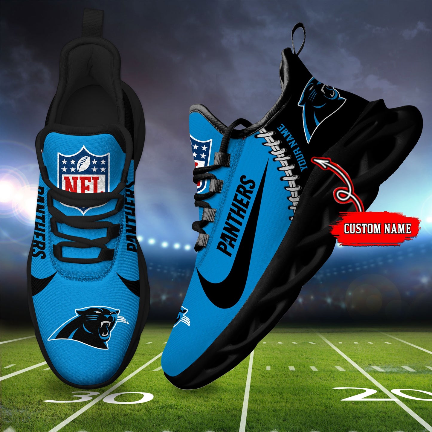 Ideafootwear Carolina Panthers NFL Max Soul Shoes Sneakers For Men And Women