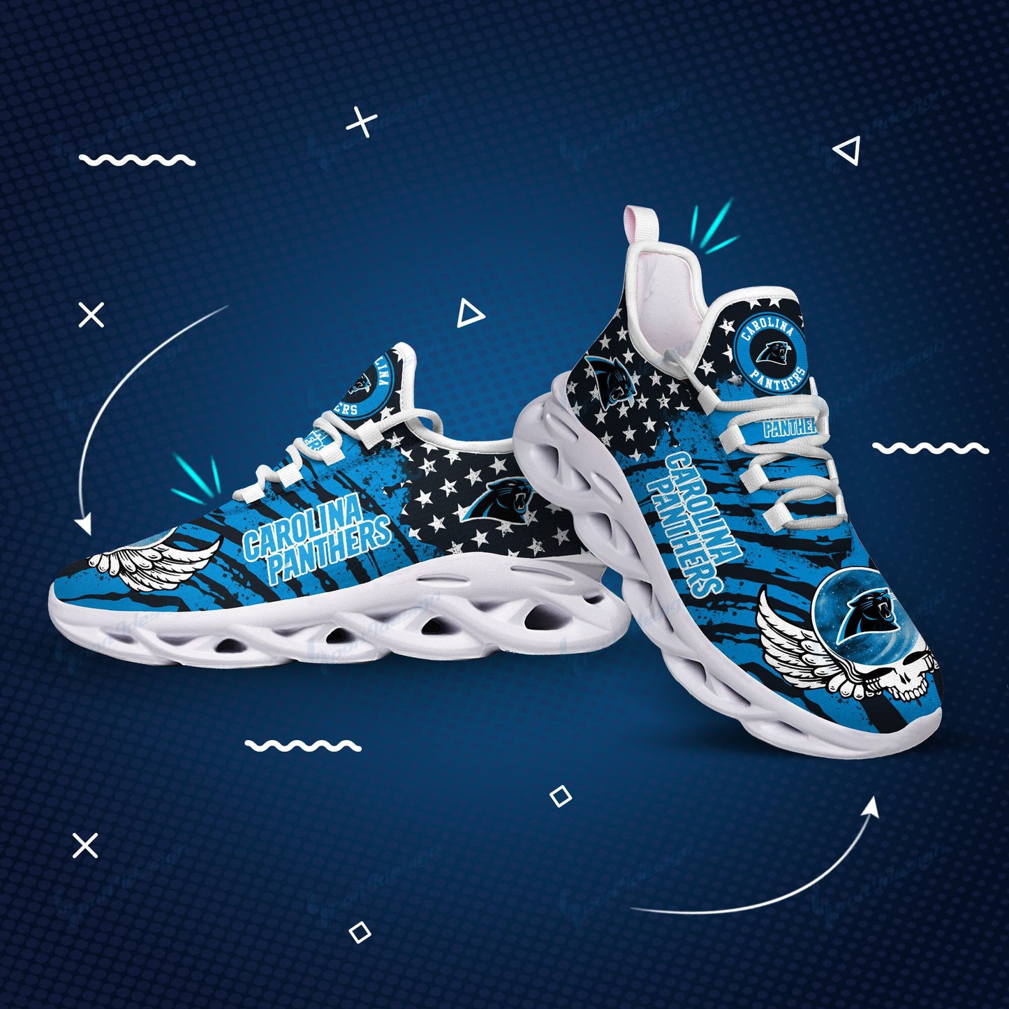 Ideafootwear Carolina Panthers NFL Max Soul Shoes Sneakers For Men And Women