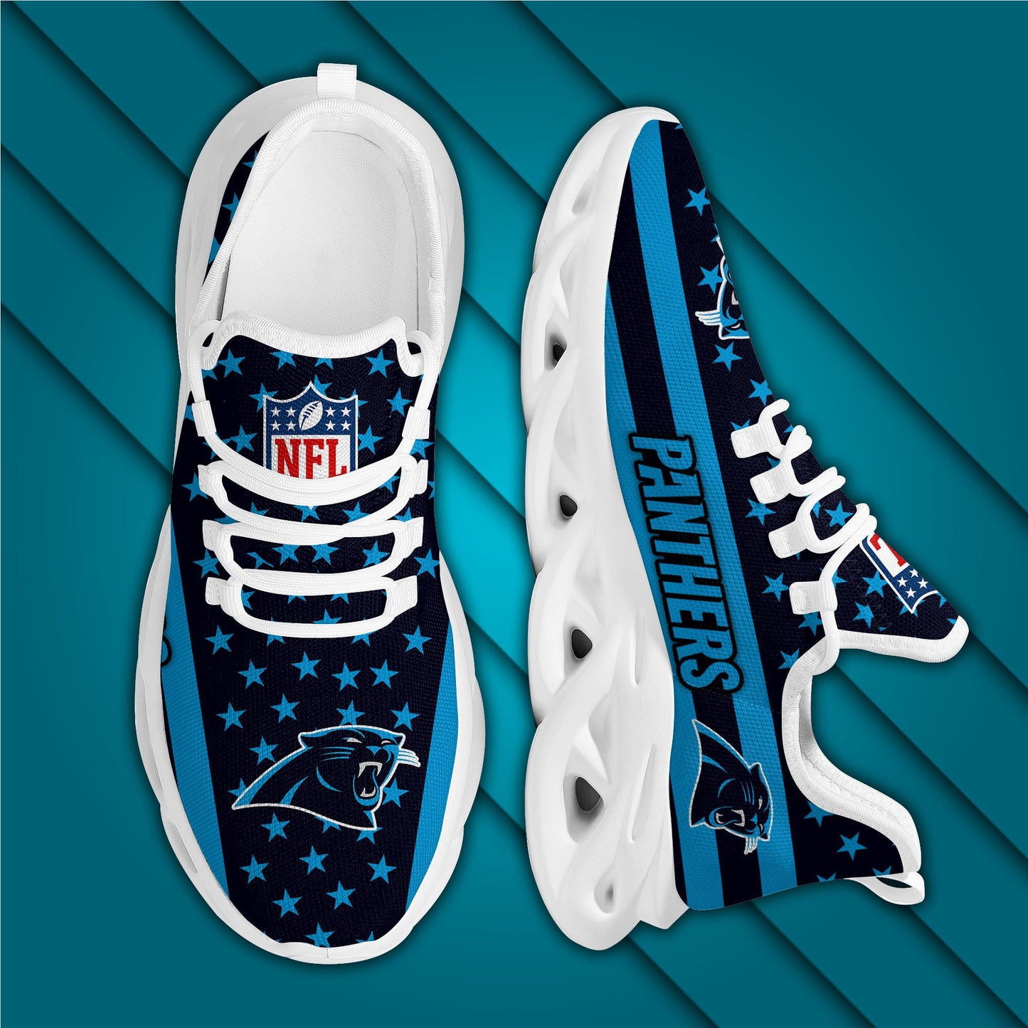 Ideafootwear Carolina Panthers NFL Max Soul Shoes Sneakers For Men And Women