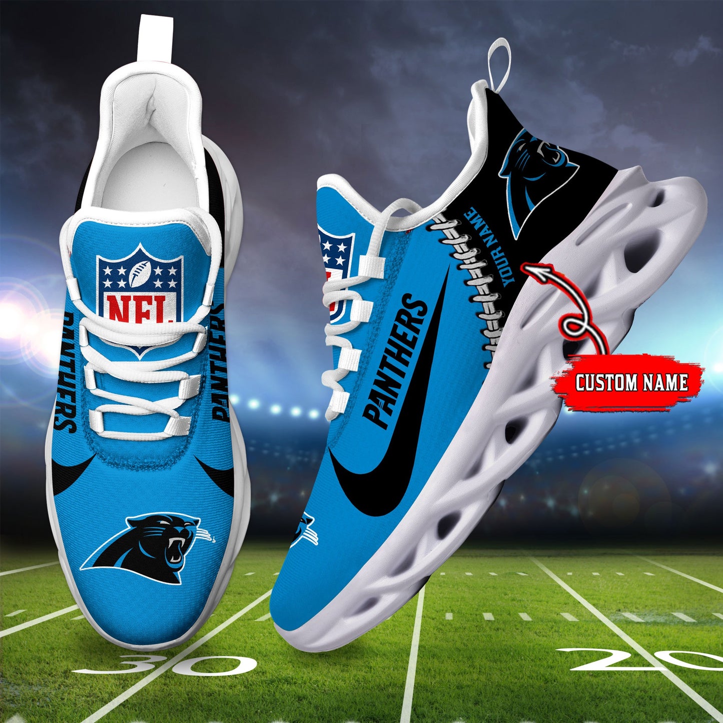 Ideafootwear Carolina Panthers NFL Max Soul Shoes Sneakers For Men And Women