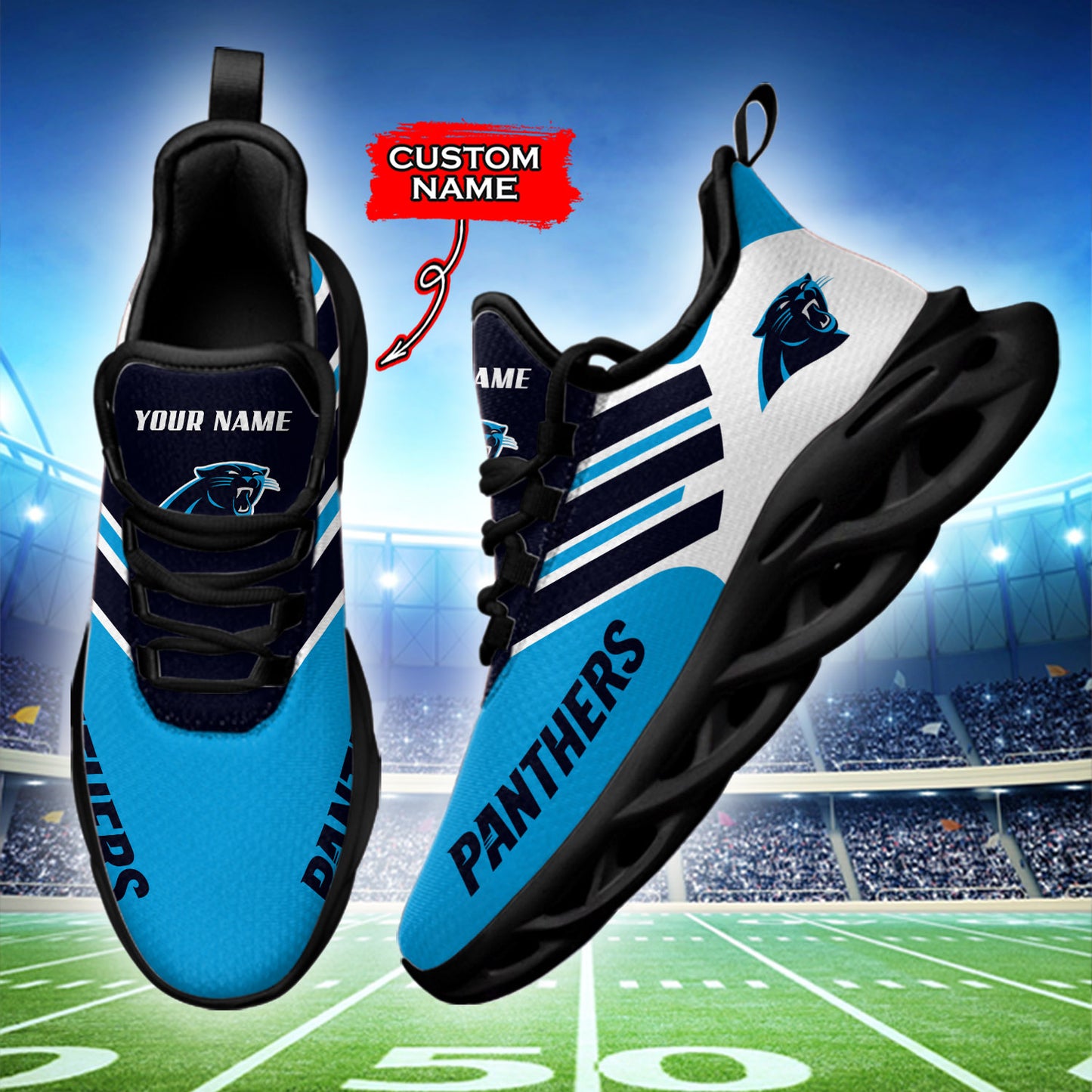 Ideafootwear Carolina Panthers NFL Max Soul Shoes Sneakers For Men And Women