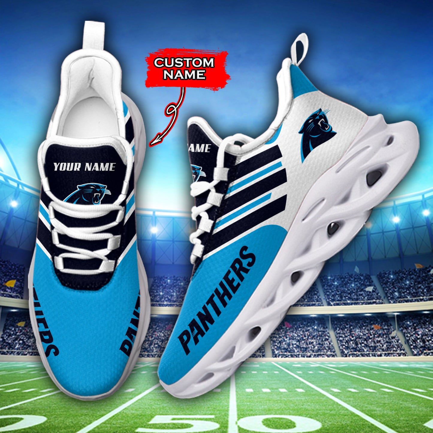 Ideafootwear Carolina Panthers NFL Max Soul Shoes Sneakers For Men And Women