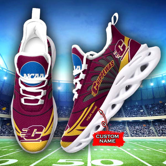 Ideafootwear Central Michigan Chippewas NCAA Max Soul Shoes Sneakers For Men And Women