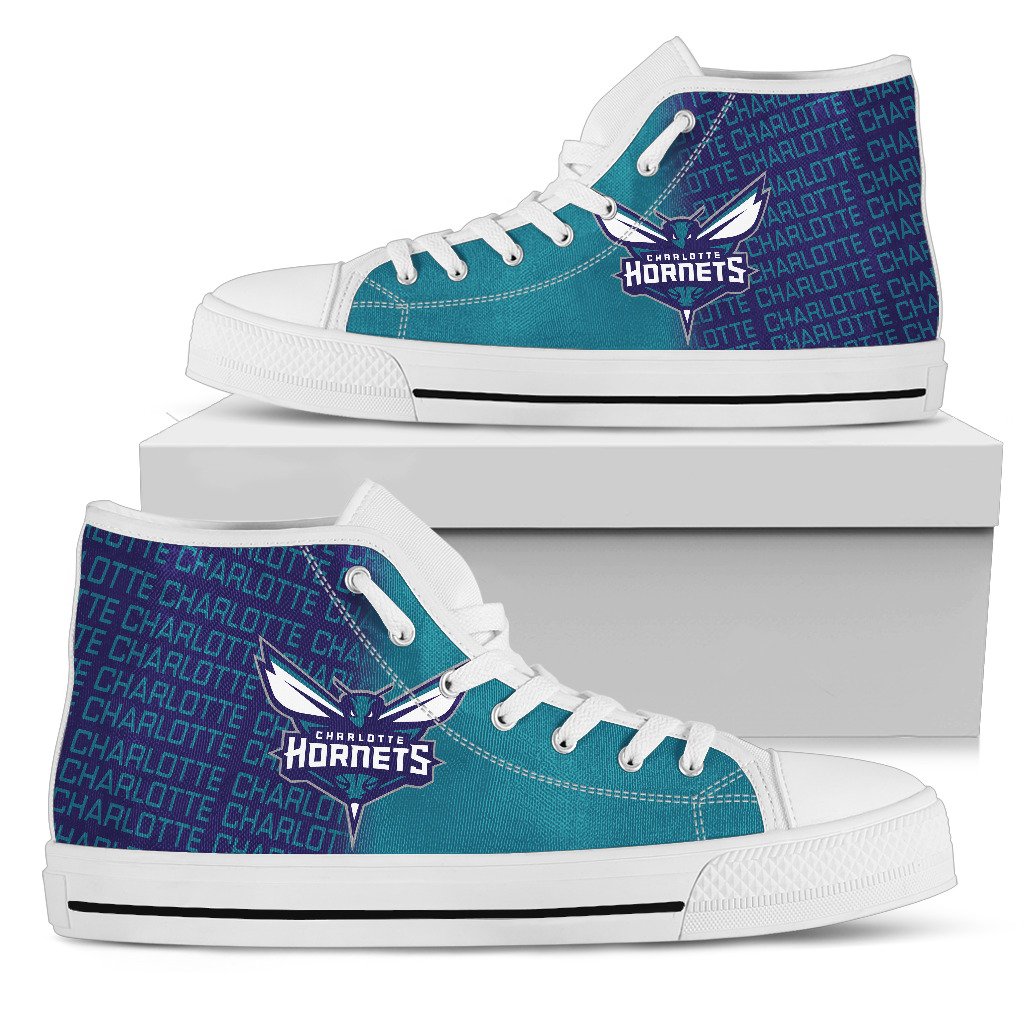 Ideafootwear Charlotte Hornets High Top Canvas Sneakers Shoes For Men And Women