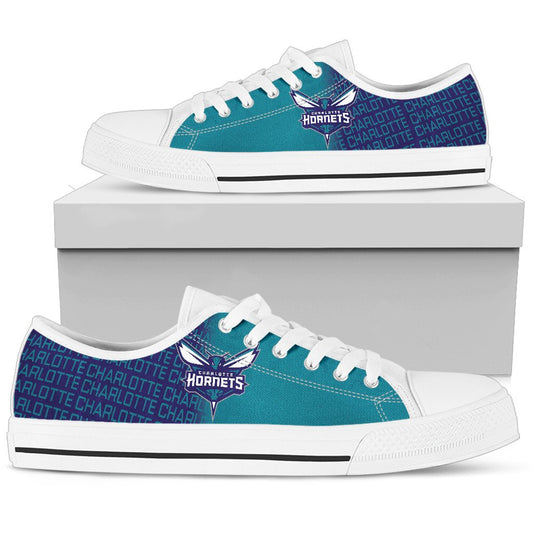 Ideafootwear Charlotte Hornets Low Top Canvas Sneakers Shoes For Men And Women