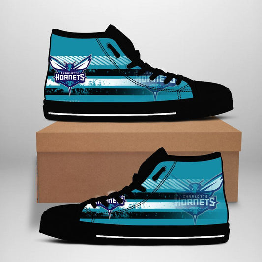 Ideafootwear Charlotte Hornets High Top Canvas Sneakers Shoes For Men And Women