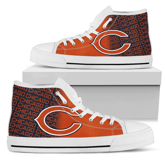 Ideafootwear Chicago Bears High Top Canvas Sneakers Shoes For Men And Women