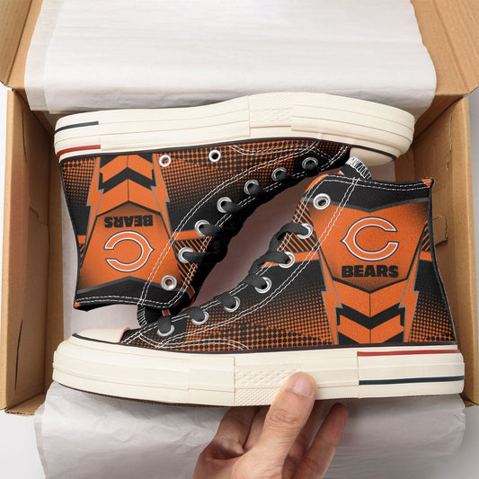 Ideafootwear Chicago Bears High Top Canvas Sneakers Shoes For Men And Women