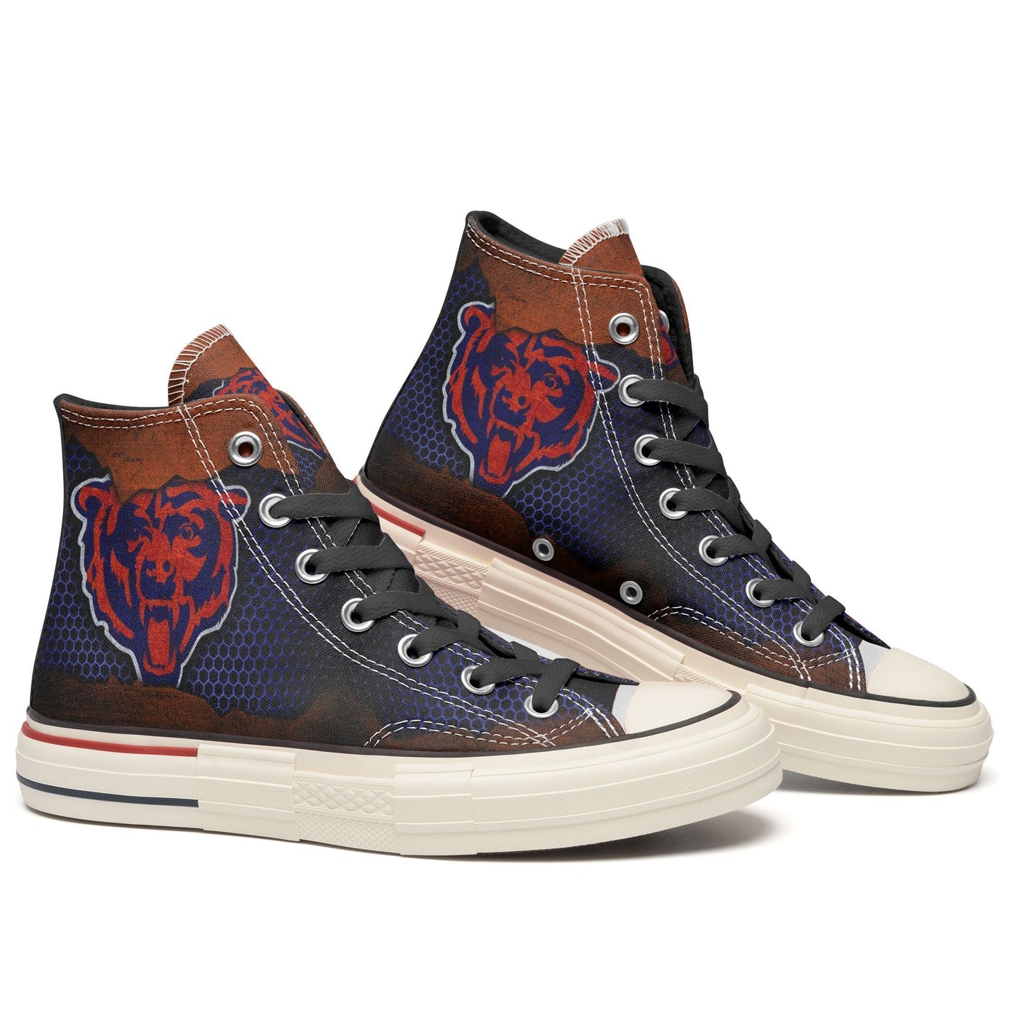 Ideafootwear Chicago Bears High Top Canvas Sneakers Shoes For Men And Women