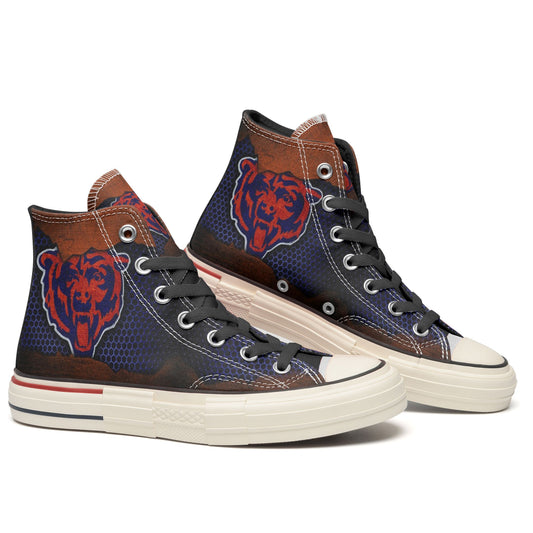 Ideafootwear Chicago Bears High Top Canvas Sneakers Shoes For Men And Women