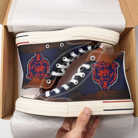 Ideafootwear Chicago Bears High Top Canvas Sneakers Shoes For Men And Women