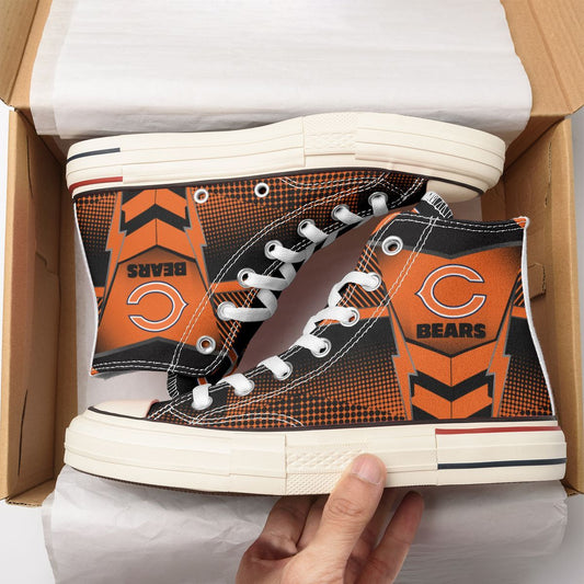 Ideafootwear Chicago Bears High Top Canvas Sneakers Shoes For Men And Women