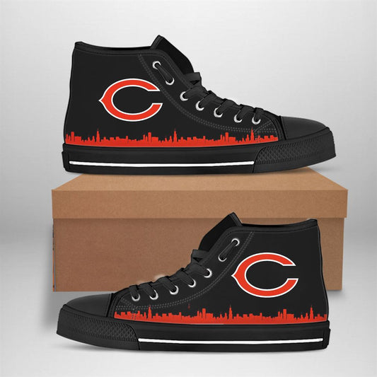 Ideafootwear Chicago Bears High Top Canvas Sneakers Shoes For Men And Women