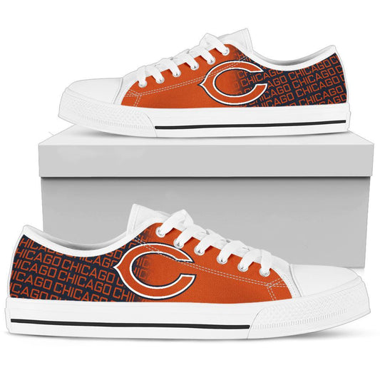 Ideafootwear Chicago Bears Low Top Canvas Sneakers Shoes For Men And Women