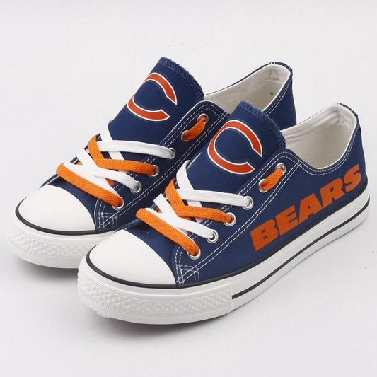 Ideafootwear Chicago Bears Low Top Canvas Sneakers Shoes For Men And Women