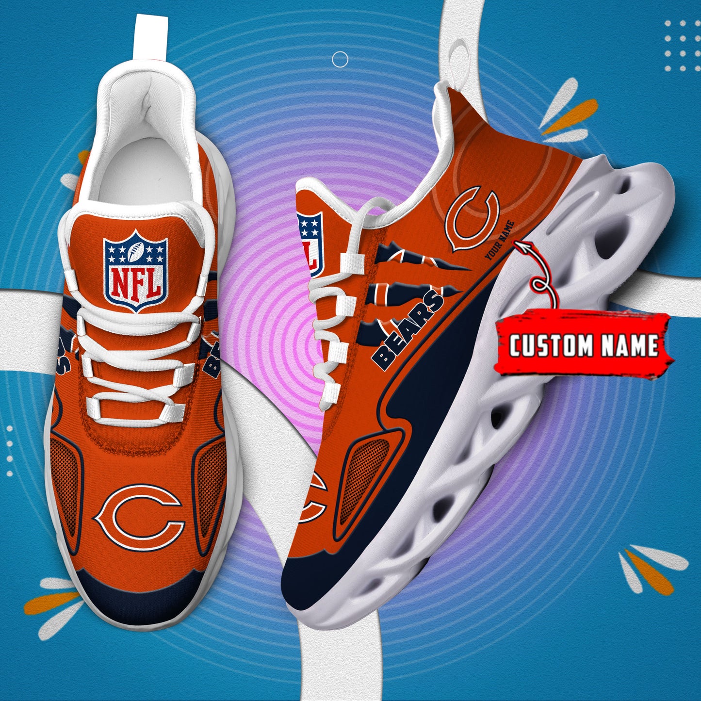 Ideafootwear Chicago Bears Max Soul Shoes Sneakers For Men And Women