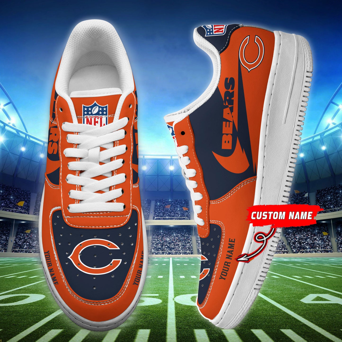 Ideafootwear Chicago Bears NFL Air Low-Top Sneakers Shoes For Men And Women