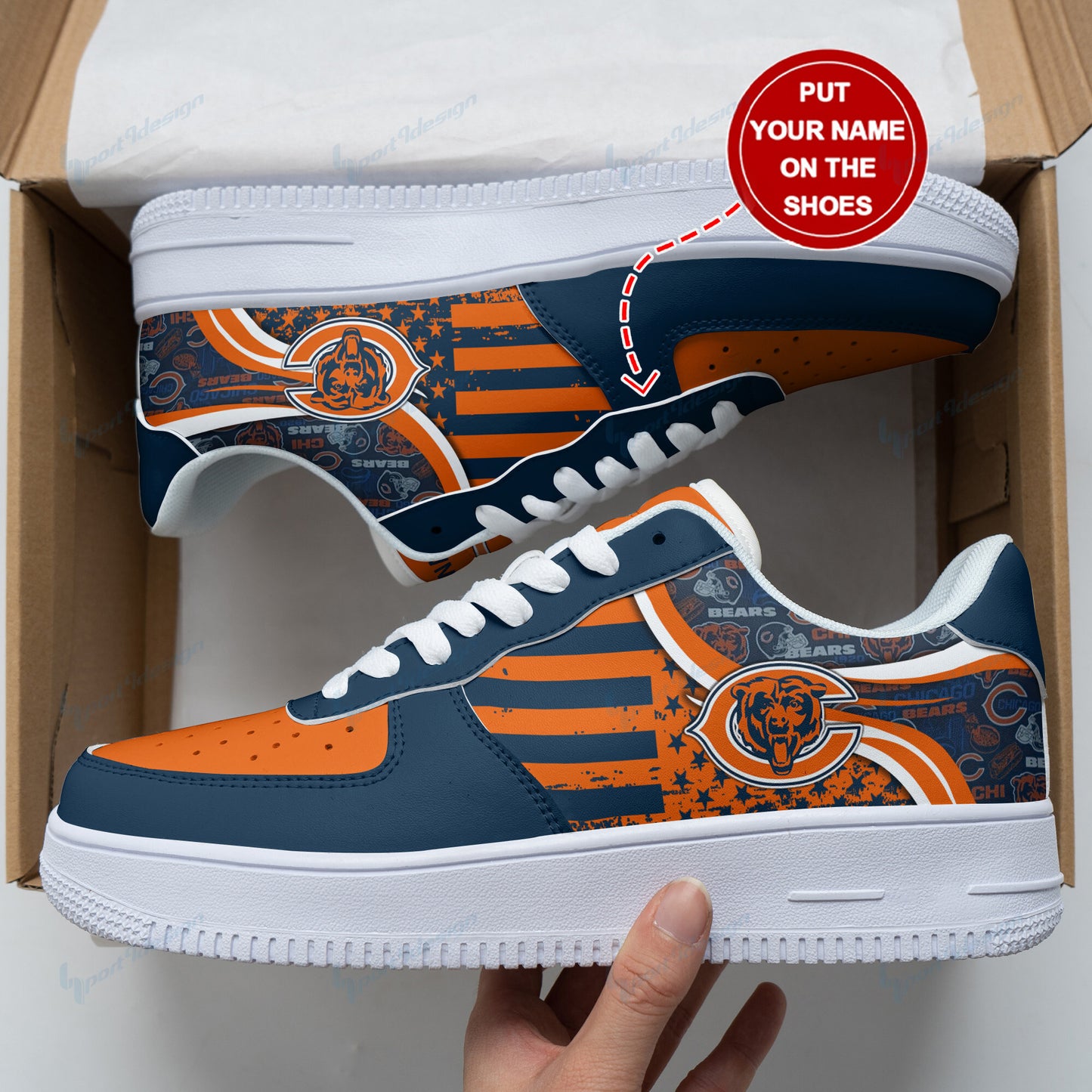 Ideafootwear Chicago Bears NFL Air Low-Top Sneakers Shoes For Men And Women