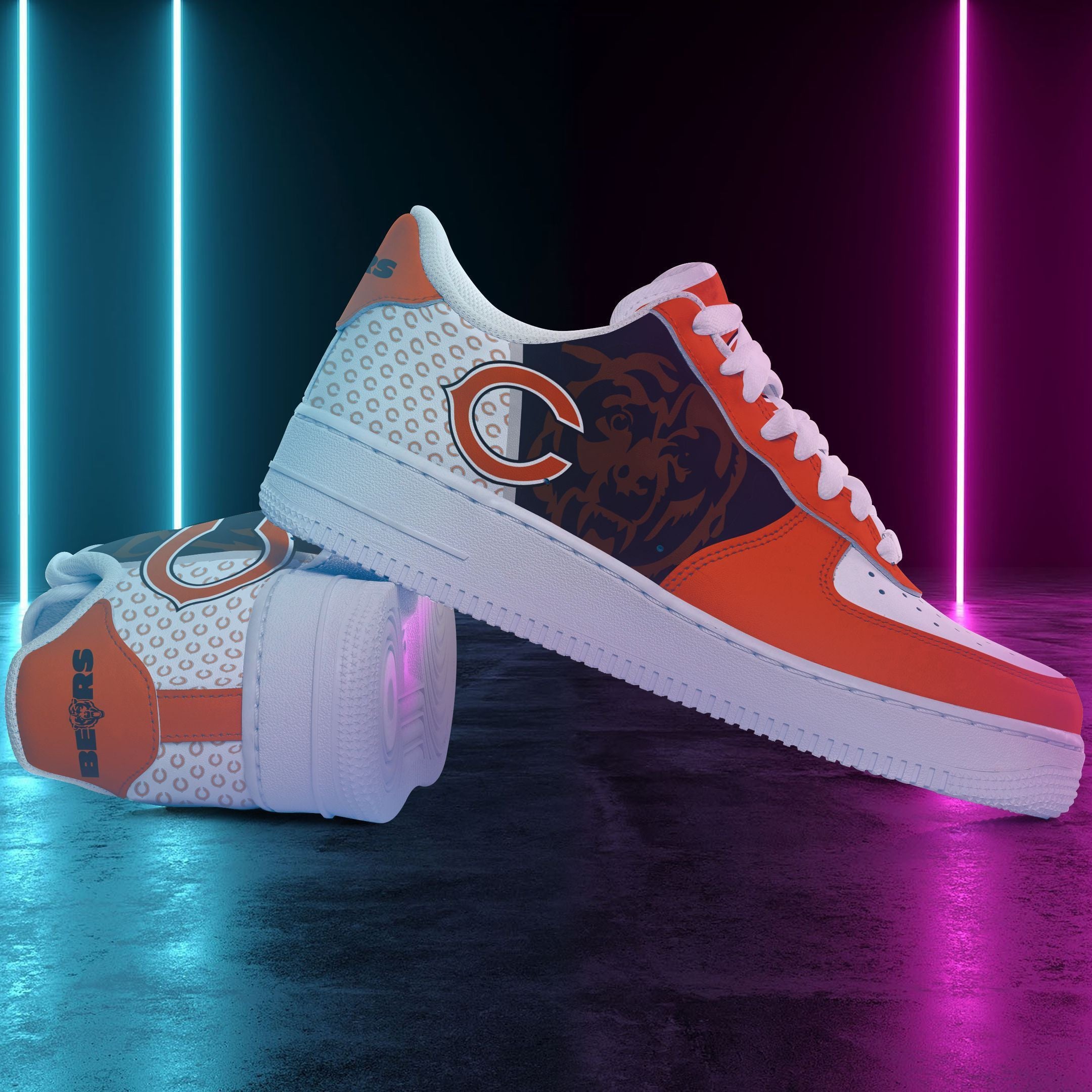 Ideafootwear Chicago Bears NFL Air Low-Top Sneakers Shoes For Men And Women