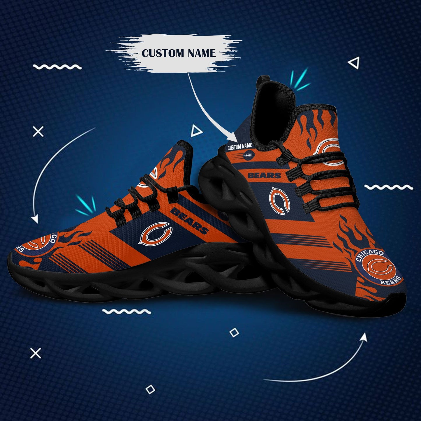 Ideafootwear Chicago Bears NFL Max Soul Shoes Sneakers For Men And Women