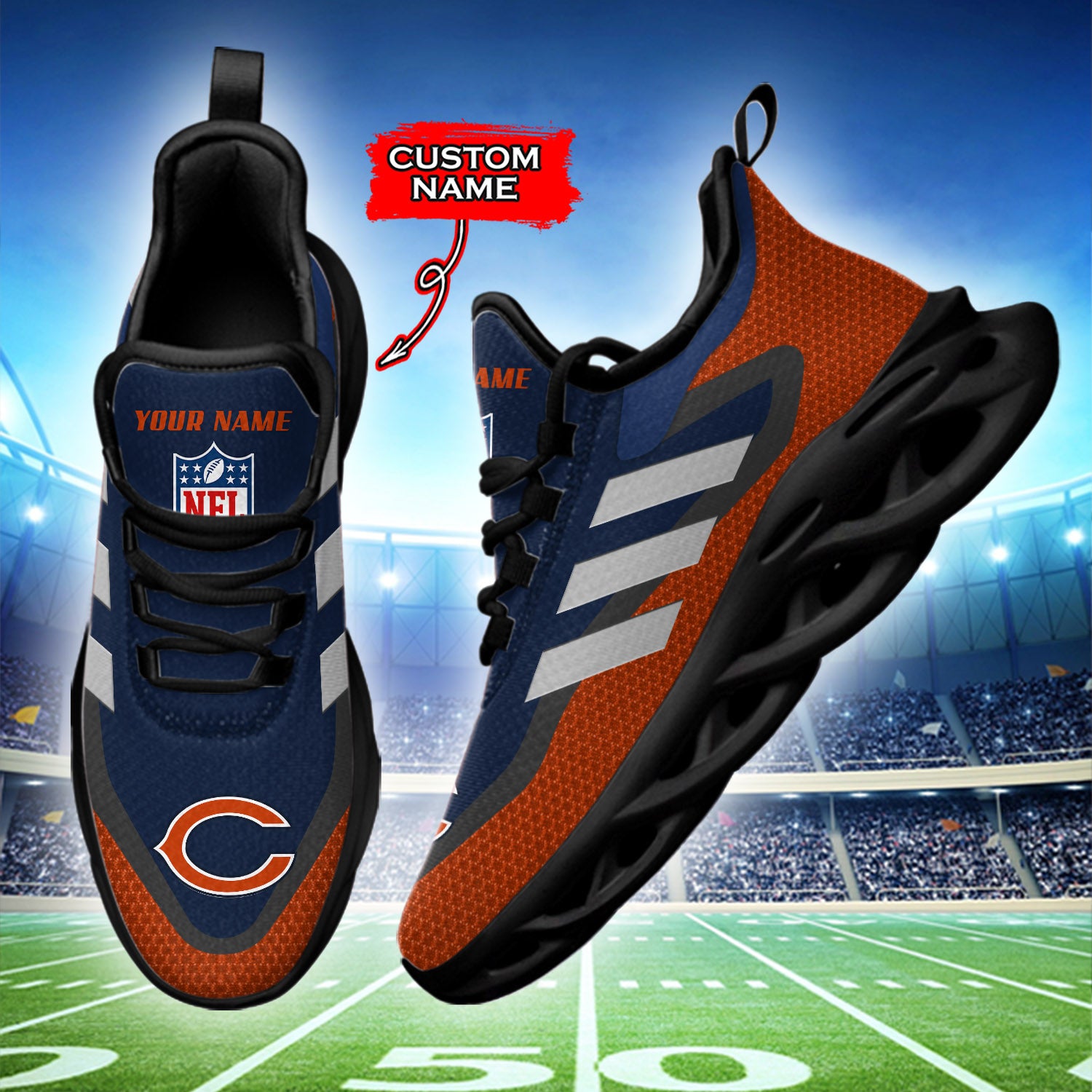 Ideafootwear Chicago Bears NFL Max Soul Shoes Sneakers For Men And Women