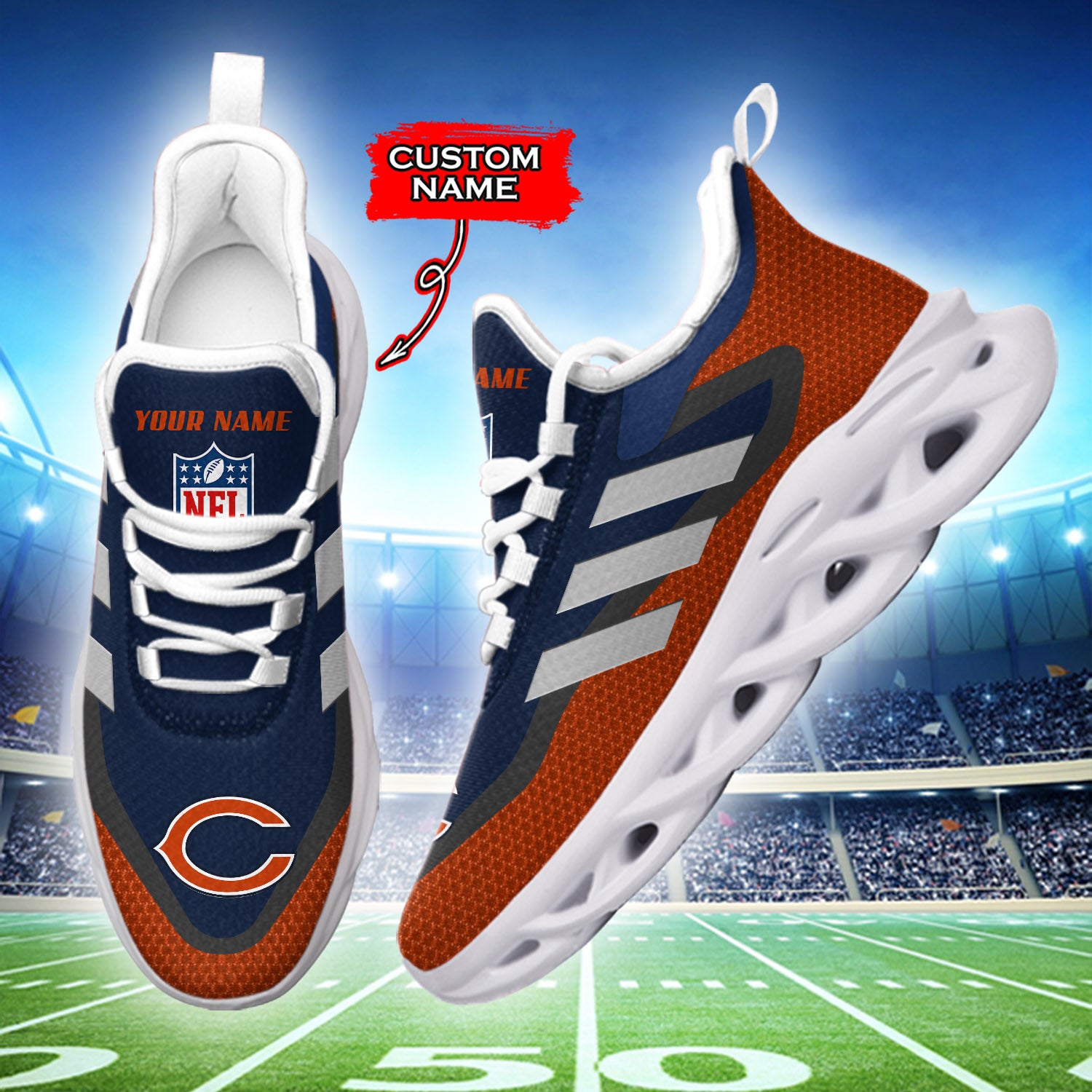 Ideafootwear Chicago Bears NFL Max Soul Shoes Sneakers For Men And Women