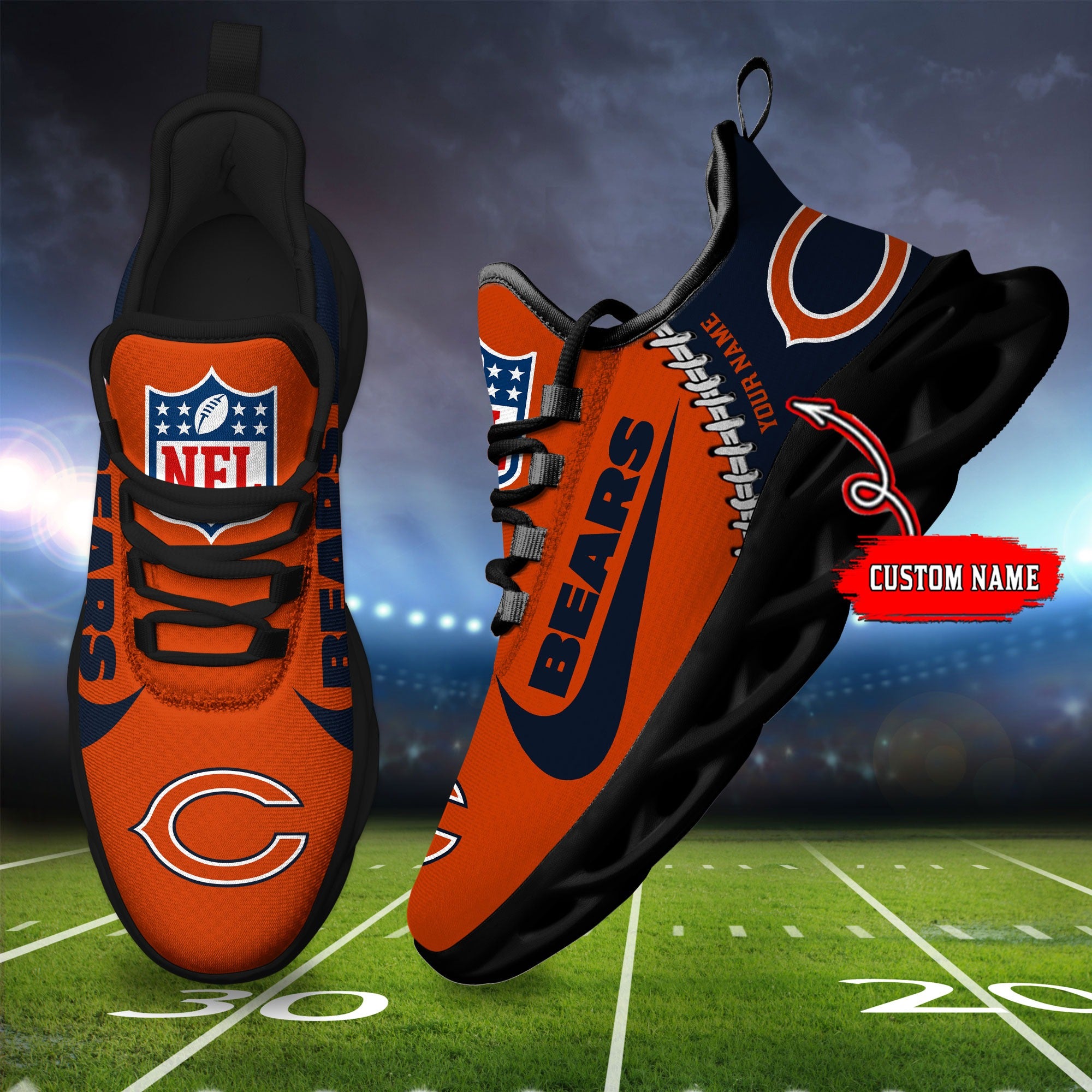 Ideafootwear Chicago Bears NFL Max Soul Shoes Sneakers For Men And Women