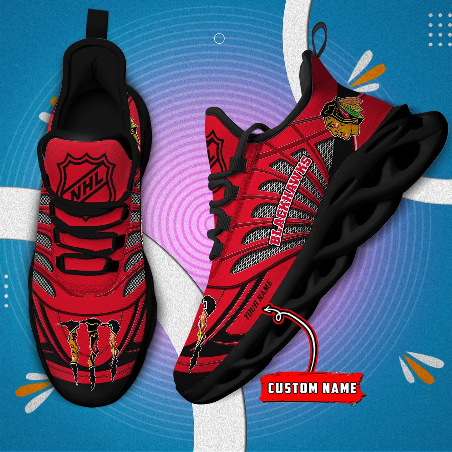 Ideafootwear Chicago Blackhawks Max Soul Shoes Sneakers For Men And Women