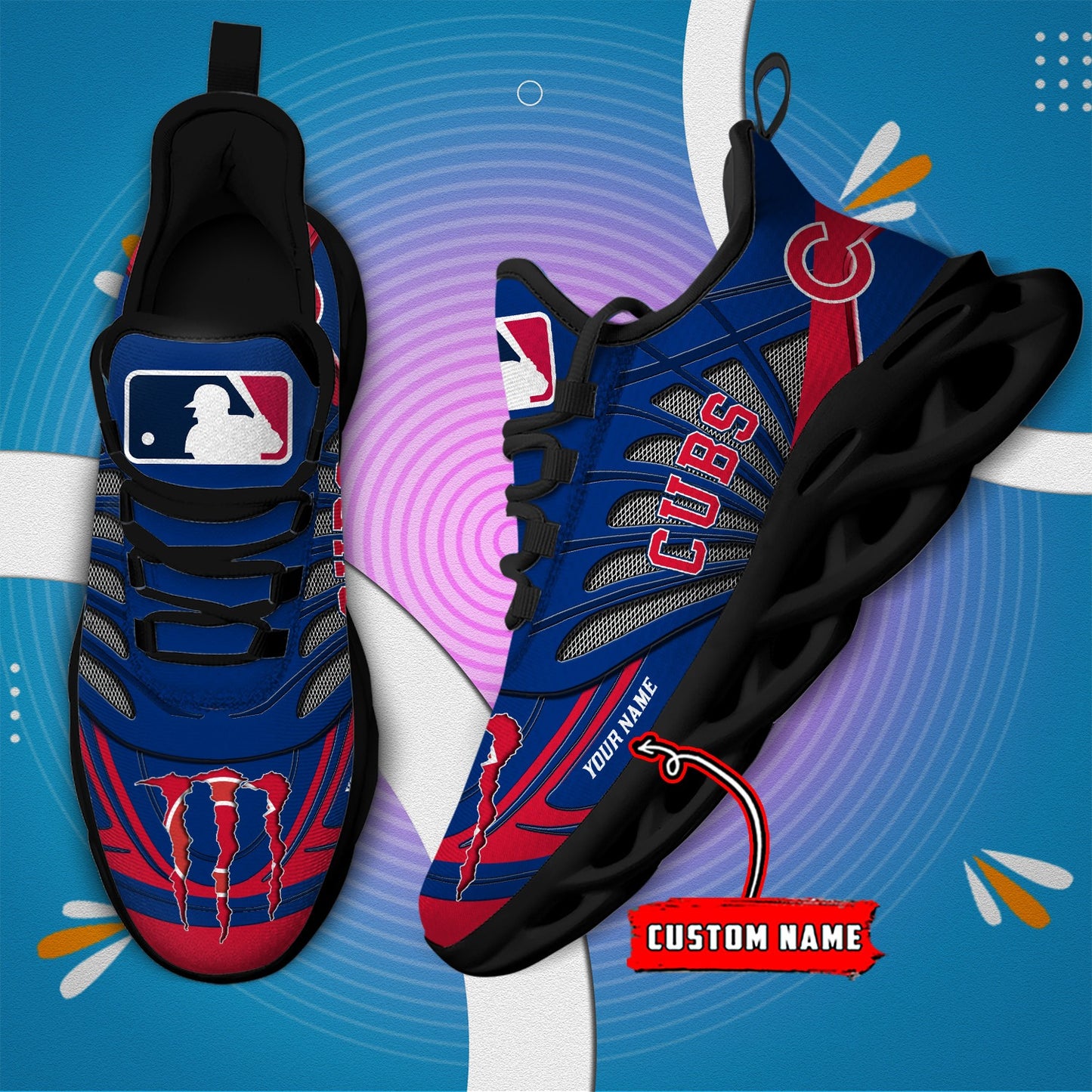 Ideafootwear Chicago Cubs MLB Max Soul Shoes Sneakers For Men And Women