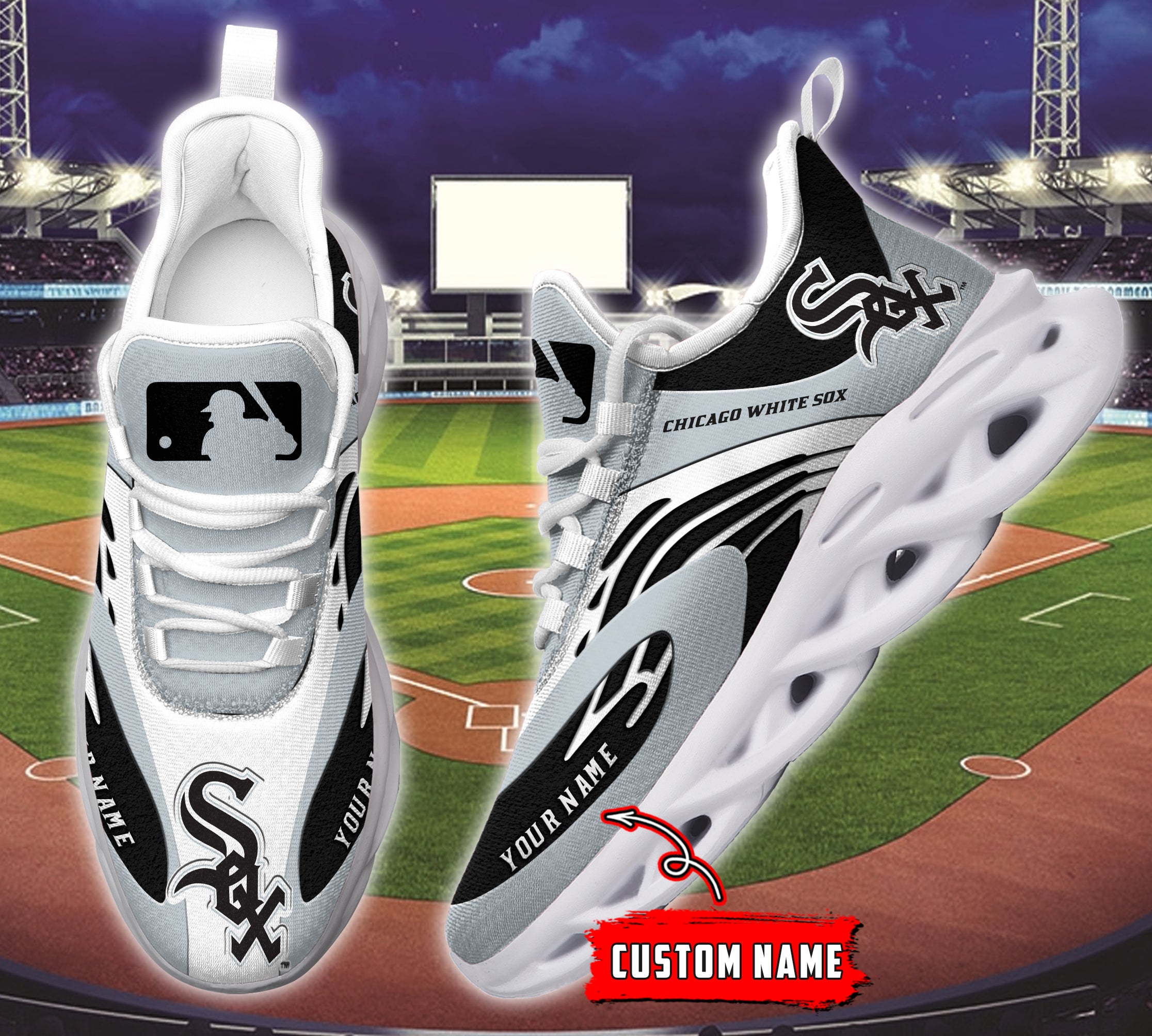 Ideafootwear Chicago White Sox MLB Max Soul Shoes Sneakers For Men And Women