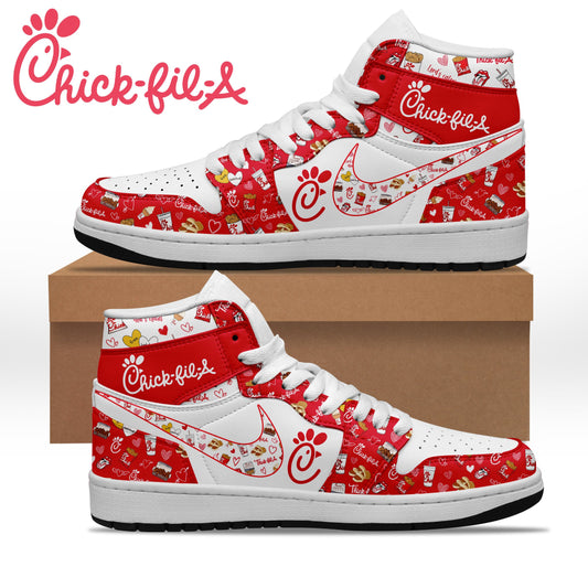 Ideafootwear Chick-fil-A AJ1 High Sneakers Shoes For Men And Women
