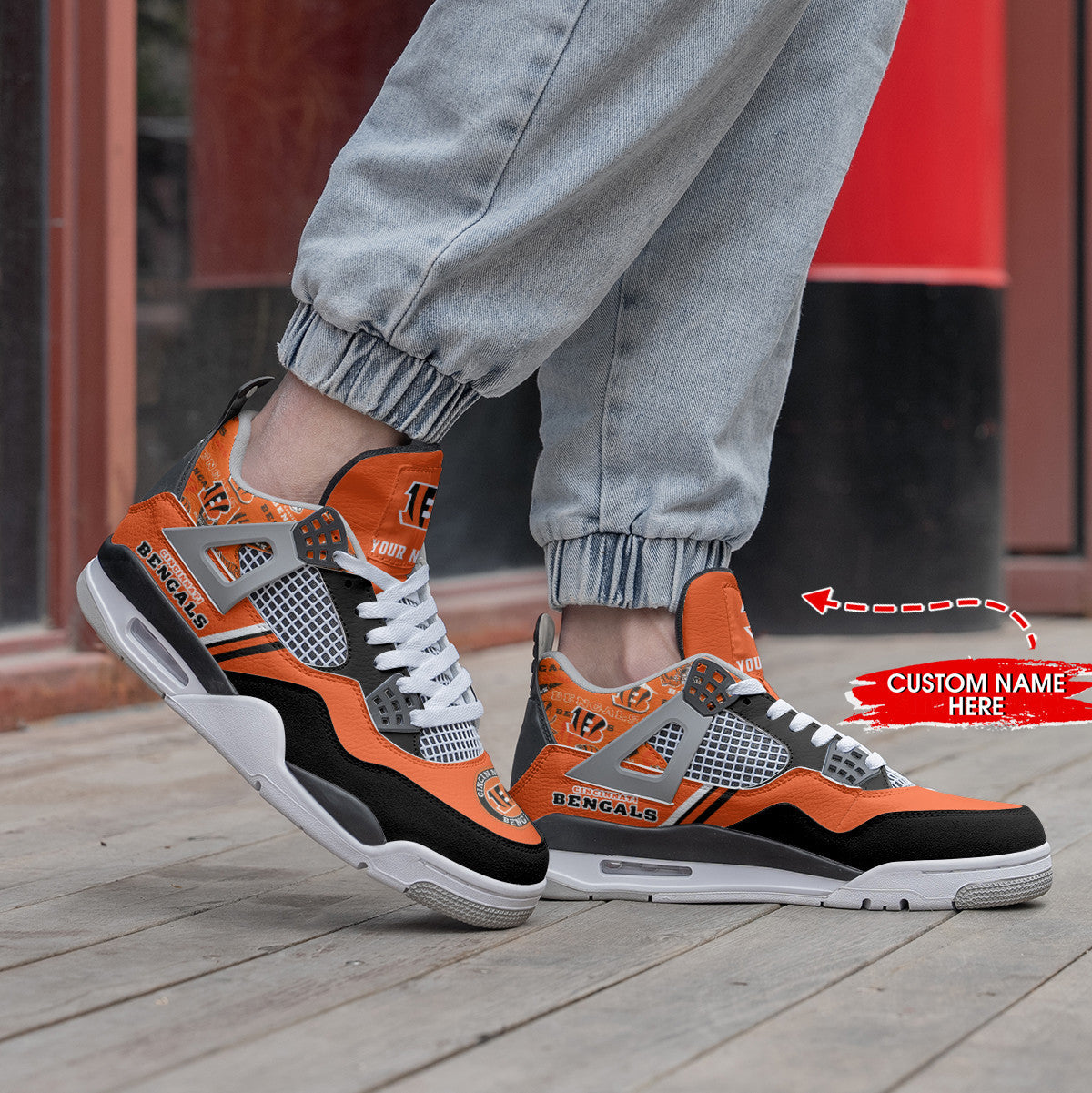 Ideafootwear Cincinnati Bengals AJ4 Sneakers Shoes For Men And Women