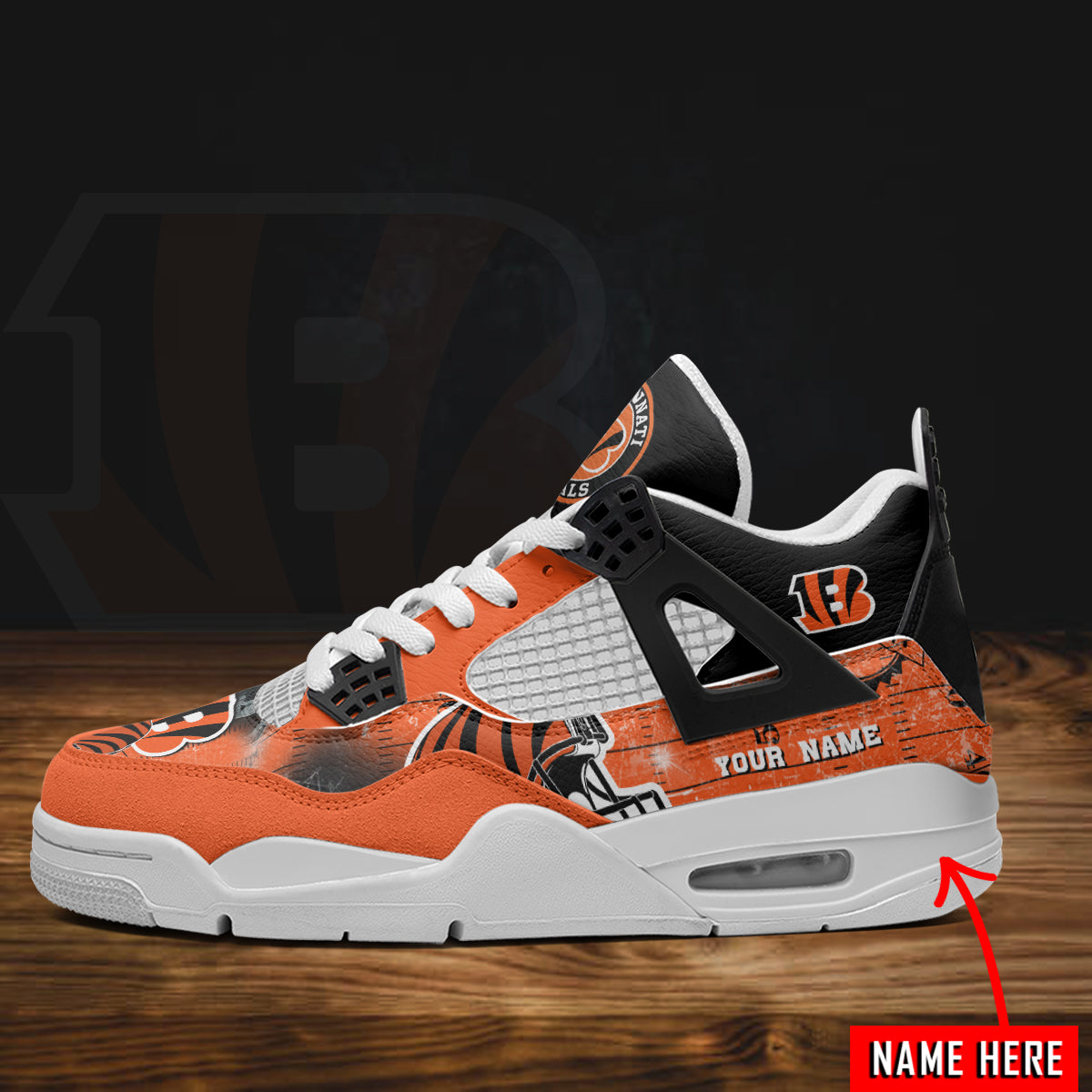 Ideafootwear Cincinnati Bengals AJ4 Sneakers Shoes For Men And Women
