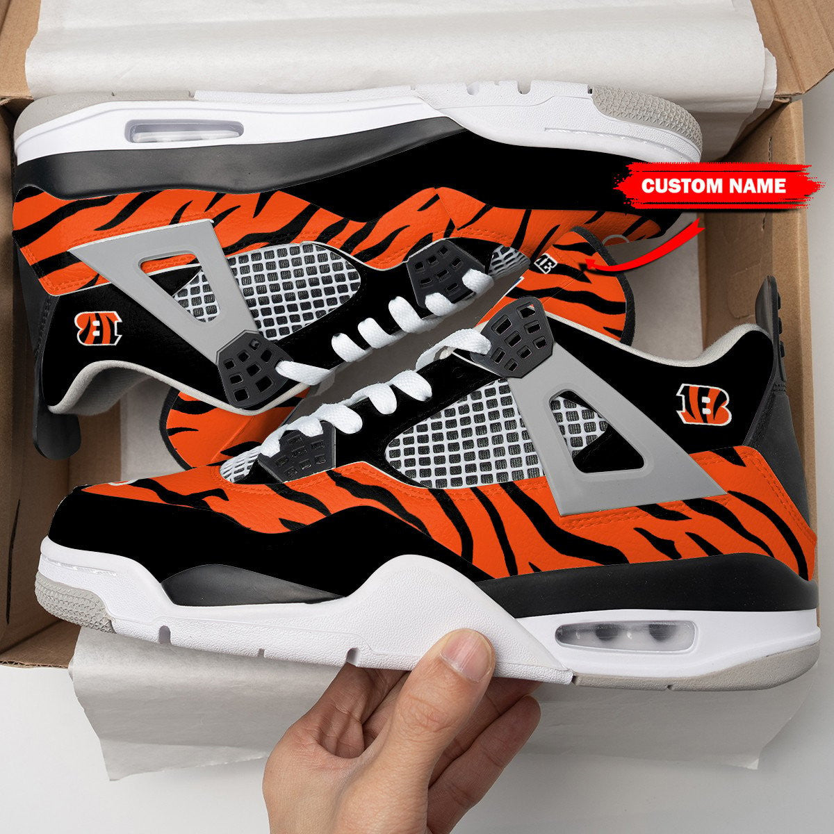 Ideafootwear Cincinnati Bengals AJ4 Sneakers Shoes For Men And Women