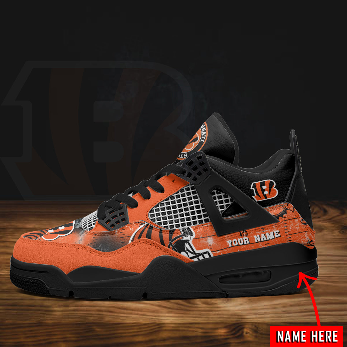 Ideafootwear Cincinnati Bengals AJ4 Sneakers Shoes For Men And Women